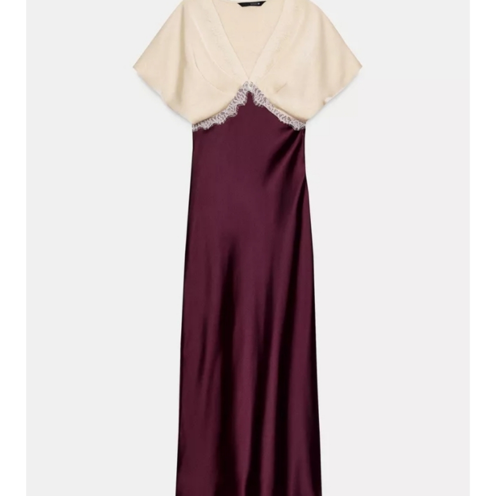 Zara Burgundy and Cream Maxi Skirt - Picture 5 of 6
